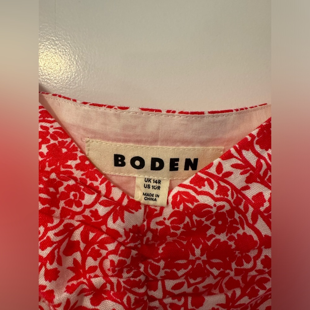 BODEN Red Floral Boho Babydoll Dress Size US10 - Picture 3 of 7